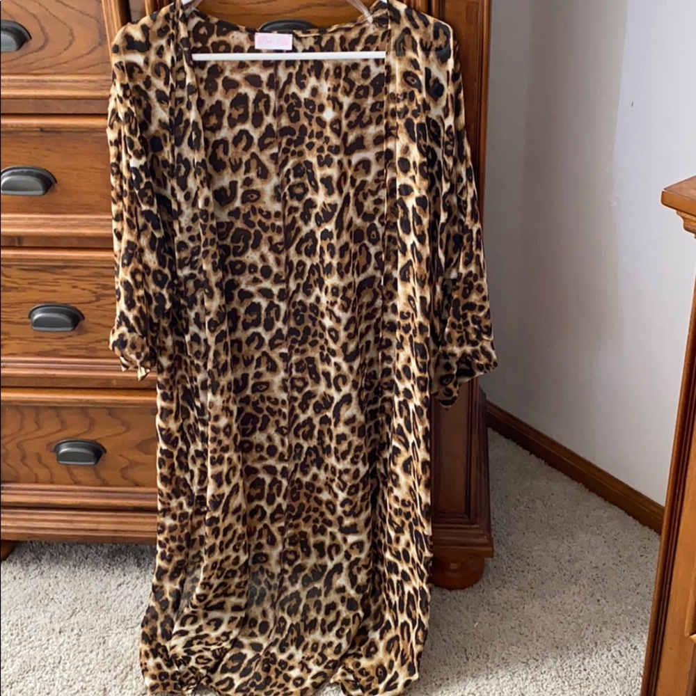 Pink Lily animal print kimono